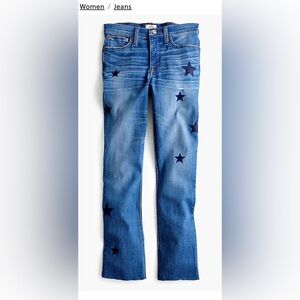 J. Crew Billie Demi Boot CropJeans with Star Print.  Size 32. NWT